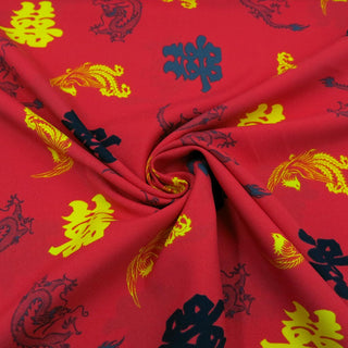 Burlington Stoff - Asiatische Zeichen auf Rot