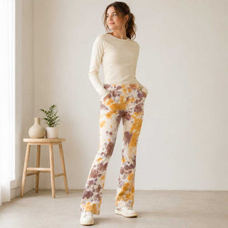 Stretch Feincord Stoff – Batik Senfgelb & Taupe