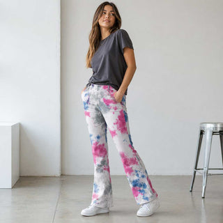 Stretch Feincord Stoff – Batik Pink, Jeansblau & Grau