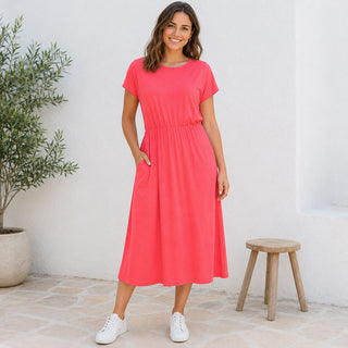 Viskose Jersey Stoff – Uni Korallrot