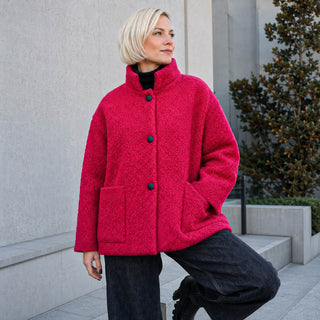 Schwerer Wollbouclé Stoff - Rot