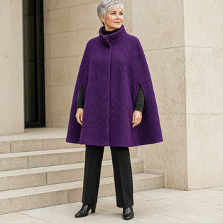 Schwerer Wollbouclé Stoff - Aubergine