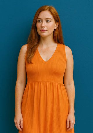 Viskose Rippjersey Stoff - Orange