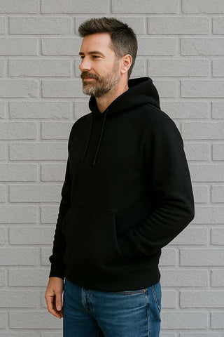 Sweat Stoff – Schwarz kuschelig angeraut