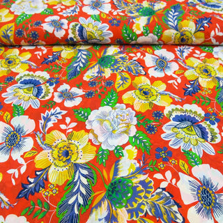 Chiffon - Sommerblumen auf Rot
