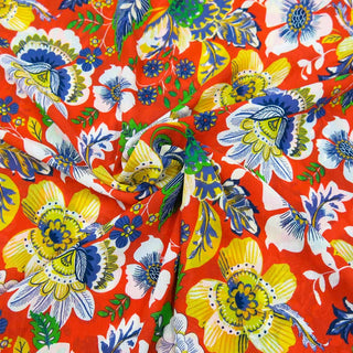 Chiffon - Sommerblumen auf Rot