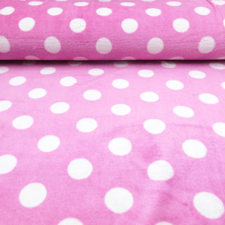 Fleece Stoff in Rosa mit weißen Punkten – Oeko-Tex zertifiziert