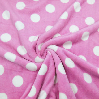 Fleece Stoff in Rosa mit weißen Punkten – Oeko-Tex zertifiziert