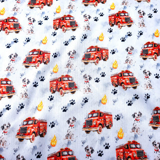 Sweat Stoff - Weiss mit Feuerwehr Dalmatiner Hund