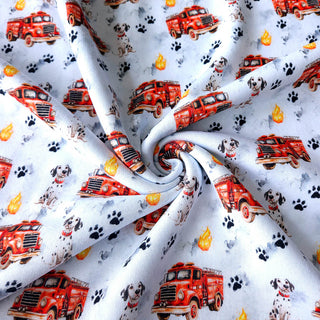 Sweat Stoff - Weiss mit Feuerwehr Dalmatiner Hund