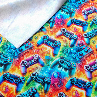 Sweat Stoff - Bunt mit Game-Controller-Motiv