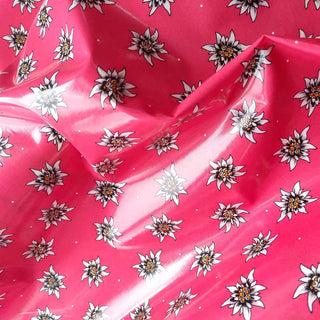 Wachstuch Stoff pink mit Edelweiß – super einfach abwischbar