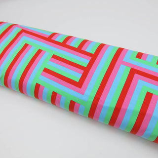 Baumwolljersey Stoff - Geo Pink/Rot/Türkis