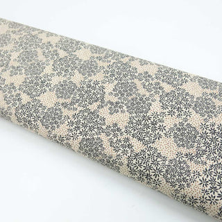 Baumwollstoff - Schwarz kleine Blümchen auf Beige