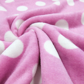 Fleece Stoff in Rosa mit weißen Punkten – Oeko-Tex zertifiziert