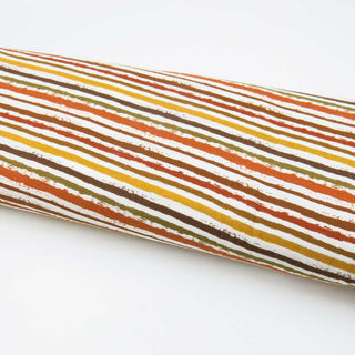 Musselin Stoff mit herbstlichen Pinselstreifen in Braun, Orange und Senfgelb – Oeko Tex zertifiziert, ideal für Kleidung, Accessoires und Babyartikel
