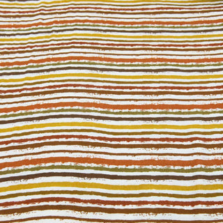 Musselin Stoff mit herbstlichen Pinselstreifen in Braun, Orange und Senfgelb – Oeko Tex zertifiziert, ideal für Kleidung, Accessoires und Babyartikel