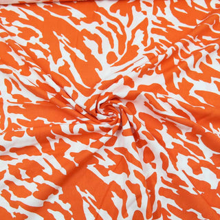 Viskose Stoff – Orange/Weiß Modern Animalprint