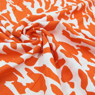 Viskose Stoff – Orange/Weiß Modern Animalprint