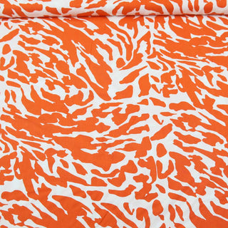 Viskose Stoff – Orange/Weiß Modern Animalprint