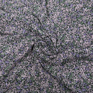 Plissee Chiffon - Streublümchen auf Schwarz Stoffrestposten