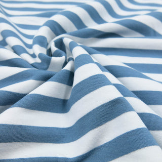 French Terry Stoff - Streifen Jeansblau