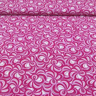 Viskose Stoff - Swirl Pink & Weiß