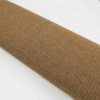 Strickstoff Melange Braun – Detailansicht weicher, elastischer Rippstrick, Stoffrestposten Schweiz