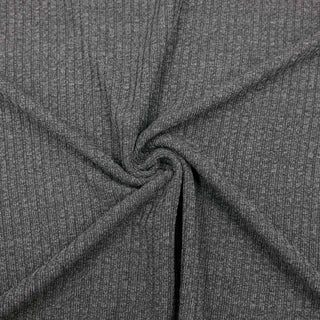 Strickstoff Melange Grau – Detailansicht weicher, elastischer Rippstrick, Stoffrestposten Schweiz