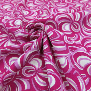 Viskose Stoff - Swirl Pink & Weiß