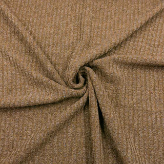 Strickstoff Melange Braun – Detailansicht weicher, elastischer Rippstrick, Stoffrestposten Schweiz