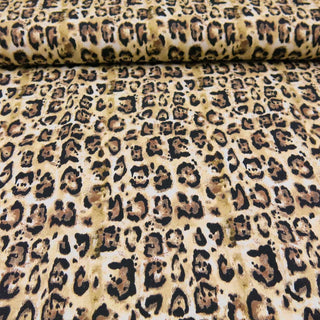 Baumwolljersey Stoff – Leopard Beige