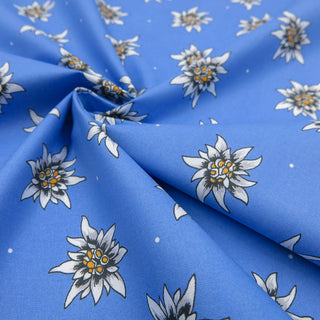 Beschichtete Baumwolle - Edelweiss auf Blau