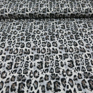Baumwolljersey Stoff – Leopard Grau