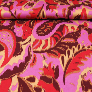 Viskose Satin -  Grosses Paisley Muster Pink