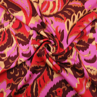Viskose Satin -  Grosses Paisley Muster Pink