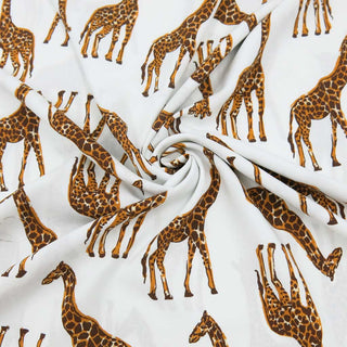 Viskose Stoff - Giraffen auf Naturweiß
