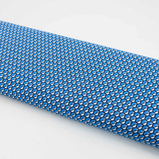 Bengaline Stoff blau geometrisches Muster elastisch – Stoffrestposten Schweiz