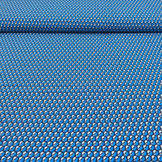 Bengaline Stoff blau geometrisches Muster elastisch – Stoffrestposten Schweiz
