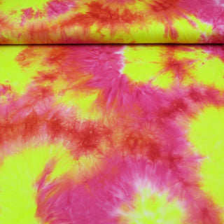 Sport Jersey Stoff - Batik Pink & Gelb 