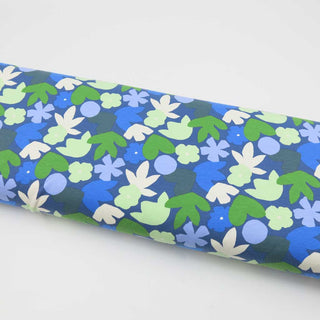 Baumwolljersey Stoff - Blumenmix Grün/Blau