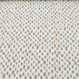 Musselin Stoff mit abstraktem beigen Tupfenmuster – Oeko Tex zertifizierter Baumwollstoff, ideal für Kleidung, Accessoires und Babyartikel