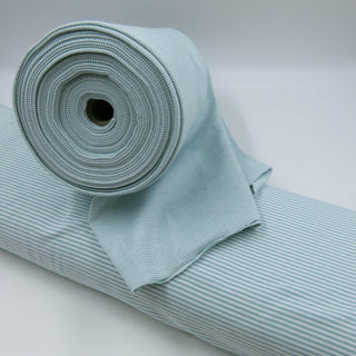Baumwolljersey Stoff - Feine Streifen in Mint/Weiß