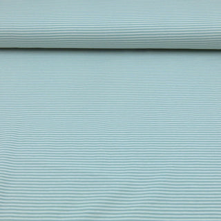 Baumwolljersey Stoff - Feine Streifen in Mint/Weiß