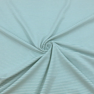 Baumwolljersey Stoff - Feine Streifen in Mint/Weiß