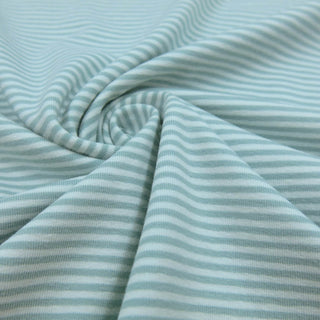 Baumwolljersey Stoff - Feine Streifen in Mint/Weiß