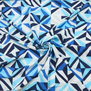 Viskose Stoff - Geometrisch Blau