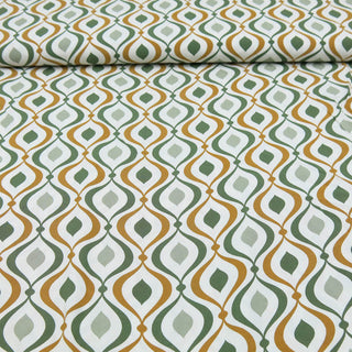 Viskose Stoff - Rauten in Beige und Altgrün