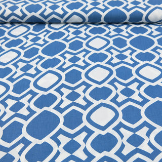 Viskose Stoff Twill - Geometrische Muster in Jeansblau
