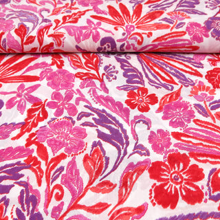 Chiffon - Blumen Pink & Lila Stoffrestposten